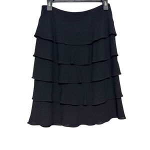 Rickie Freeman for Teri Jon Black Tiered A-Line Skirt